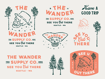 The Wander Supply Co. adventure branding design graphic design illustration logo outdoor skull vintage