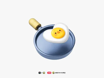 Pan fried eggs 3d emoji figma fried egg frying pan icon vector to 3d