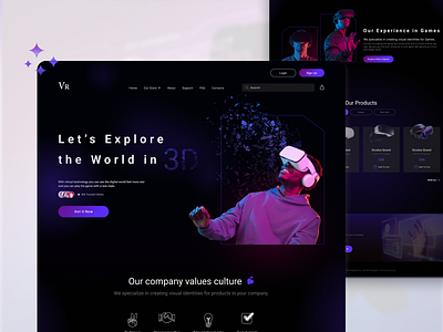 Landing Page for VR Game store animation branding design ui webdesign