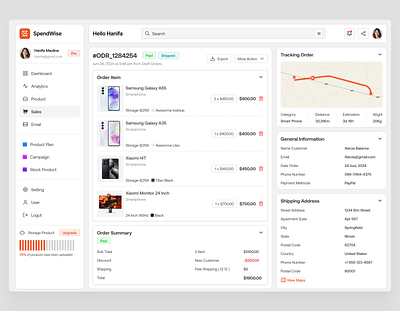 SpendWise - Dashboard E-Commerce Detail Sales Page admin b2b component dashboard data detail popup ecommerce ecommerce web app orders orders detail popup product design sales dashboard sales web app store ui ux web design