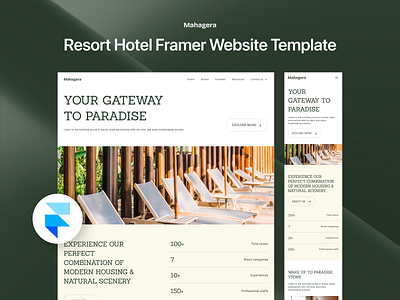 Mahagera - Resort Hotel Framer Website Design Template - Live🔥 framer template framer website hotel hotel resort hotel website live website resort resort website ui design uiuxdesign website design website template