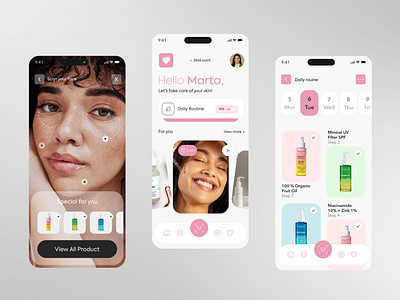 Skincare Mobile App graphic design mobile app product design skinare mobile app skincare ui