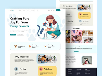 Pet Care || Pet Landing Page Design animal care website design cat care website design dog care website design landing page landingpage design pat care ui pet ui pet website design ui ui design ui ux design uiux web design web hero ui website design