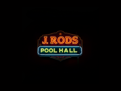 J-Rods-Pool-Hall-Neon-Sign 3d app art branding design discount logo pricing discount logos for sale discount pricing graphic design icon illustration logo logos minimalist typography ui vector