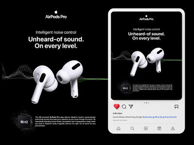 AirPods Pro Social Media Ad Design airpod pro apple mawlud mawlud0hasan social media social media ads