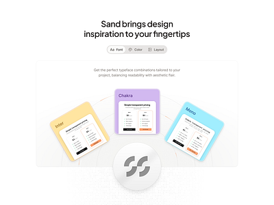 Sand AI - Suggestion features ai color features font generative ai landing page large language model layout llm morva morva labs product design saas saas ai saas landing page saas llm suggestion suggestion features ui user interface