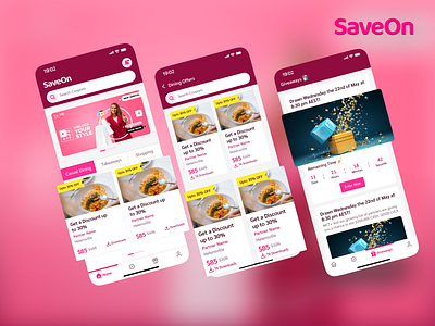 SaveOn App app coupons design discountwebsite graphic design illustration logo mobile ui ux