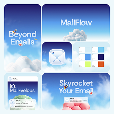 Early Concept - MailFlow app bento brainstorm brand brand identity branding design email figma graphic design illustration logo minimal moodboard product design saas ui visual design visual identity web design