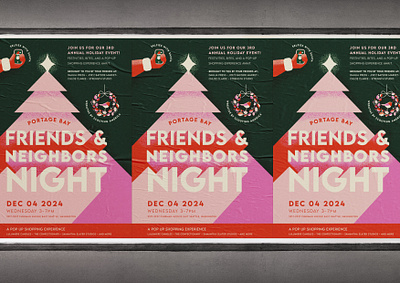 Portage Bay Friends & Neighbors Night Holiday Pop-Up Event brandidentity combinationmark corporatebranding creative process creativelogo customlogo design elegantdesign flatlogo illustration