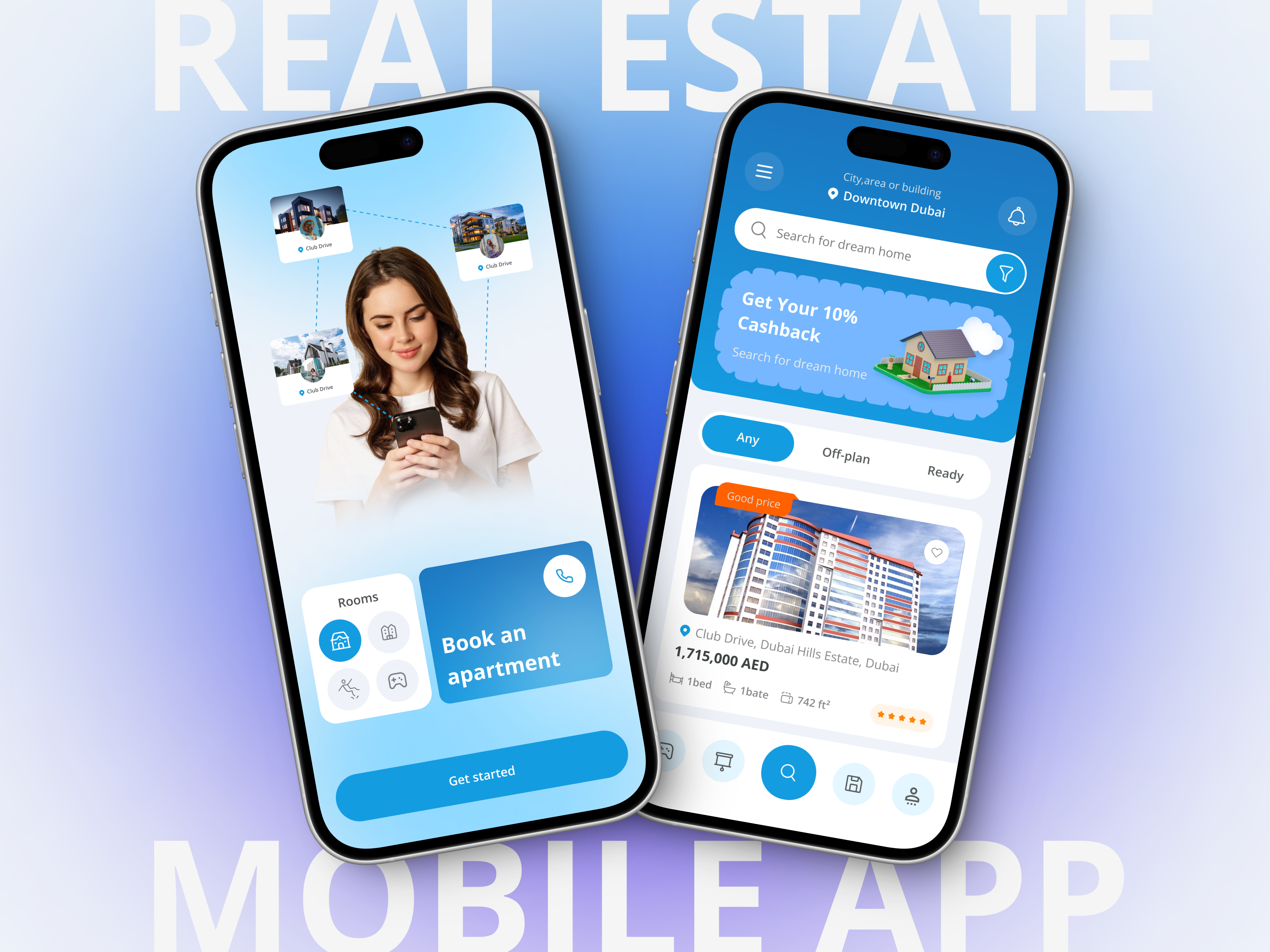 Real Estate Marketplace Mobile App app blue card hotel house mobile mobile app design mobile design property property app real estate real estate agency real estate design real estate ui realestate room ui ui design