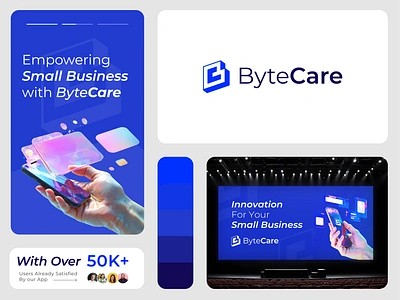 Bytecare - Logo And Branding concept ai app bc brand brand identity branding business byte design graphic design growth illustration logo logo design minimalist phone small business tech ui wordmark