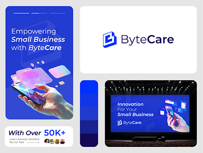 Bytecare - Logo And Branding concept ai app bc brand brand identity branding business byte design graphic design growth illustration logo logo design minimalist phone small business tech ui wordmark