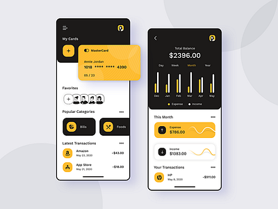 Finance Application Design app design app development banking app bills cards digital banking digital wallet finance finance app finance management fintech graphic design illustration mobile app mobile banking money money management payment ui ux