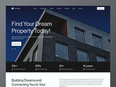 Prime Nest - Real Estate Company Landing Page business design home interface landing page property real estate ui ux web design