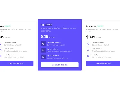 Pricing Table grid list marketing payments plan pricing subscription table tier tiers ui ux