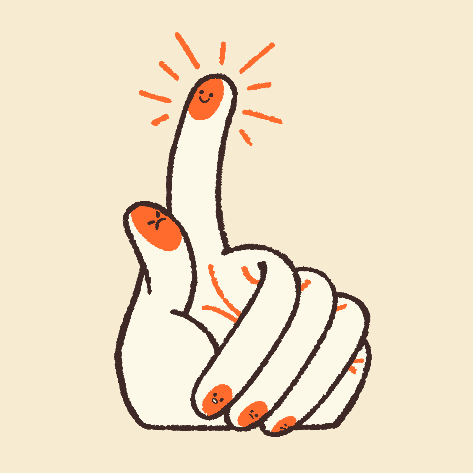 Wonky Fingers - #2 Jealous character expression finger hand illustration illustration jealous line illustration spot illustration texture