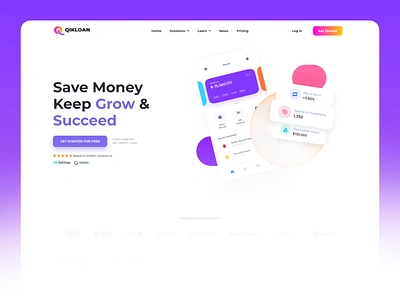 Qikloan Landing Page - Figma Template (Freebie) clean colorful design figma flat free freebie gradient homepage landing page light multicolor onepage template ui ux web website white