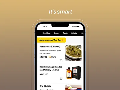 Smart Food Recommendation App Interface app design app interface customer experience drink options ecommerce app food app food delivery food menu food ordering food services app mobile commerce mobile design mobile ordering modern ui product recommendations responsive design restaurant app ui design user interface visual hierarchy
