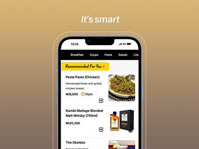 Smart Food Recommendation App Interface app design app interface customer experience drink options ecommerce app food app food delivery food menu food ordering food services app mobile commerce mobile design mobile ordering modern ui product recommendations responsive design restaurant app ui design user interface visual hierarchy