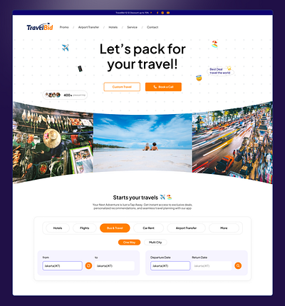 TrvelBid - Travel Booking Website brand identity branding branding design daily ui design e commerce figma flat design landing page logo mobile app photo template travel ui design ux design yellow