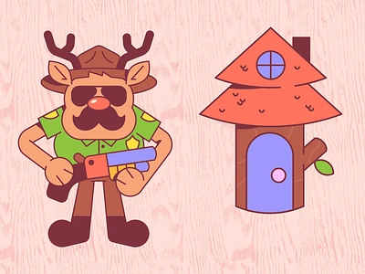 ✨Fantastic Forest✨ animation character character animation deer freelance house illustration motion graphics squirell vector wood