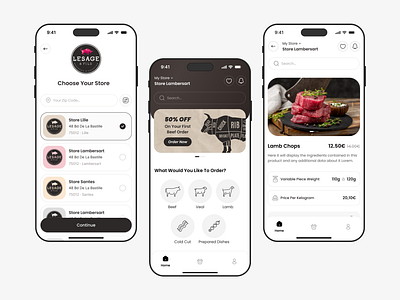 Lesage Prestige butchery & Meat Delivery IOS App app app design app screens butcher delivery design figma graphic design ios meat app mobile app ui ui components ui ux ux