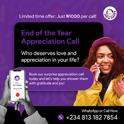 End-of-Year Appreciation Call Ad Design - Hip & Happy Campaign ad design appreciation call branding call to action creative poster design customer engagement digital marketing dribbble design end of year campaign flyer design graphic design holiday campaign marketing portfolio showcase promotional design social media design vibrant design