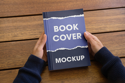 Book Cover Mockup background blue book branding cover design graphic design logo mockup wood