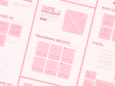 Bento Cake Cafe | Wireframing cafe design landing landing page restaurant ui ux uxui web design website wireframe wireframing