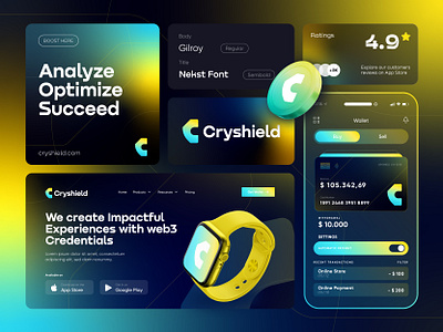 Cryshield - Brand Identity artificial blockchain brand identity branding crypto currency cyber decentralized defi intelligence logo logo design logo designer logo identity logotype modern logo protection security shield token