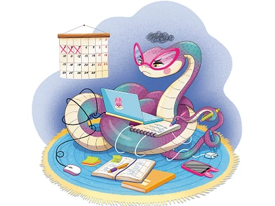 2025 Snake calendar. February animal art businessman calendar calendar 2025 calendar design character character design children character children illustration computer design illustration it newyear2025 office worker snake snake 2025