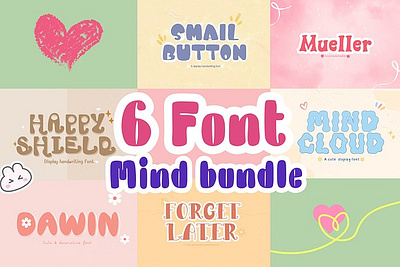 Mind 6 - Bundle Font bold font bouncy bundle font design display font font font bundle font canva font for design font typeface handmade handmade font handwriting font handwritten font logo mind 6 bundle font sticker wonderful