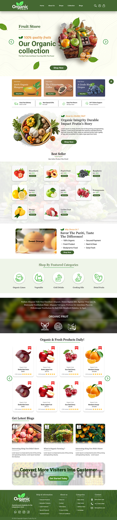 UI For Fresh & Organic: Your Trusted Fruit Store branding design graphic design logo ui ux vector