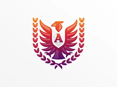 Vivid Eagle Shield ( LOGO FOR SALE ) animation bird branding eagle logo for sale graphic design heraldry laurel wreath letter a letter mark logo logo for sale monogram motion graphics shield vector visual identity