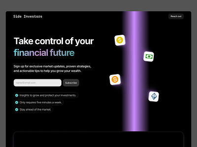 Side Investors - Landing Page hero landing page web design
