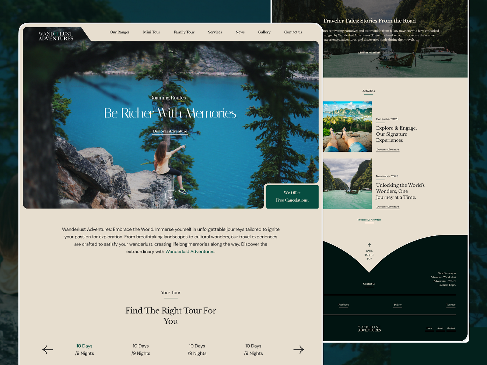 Wanderlust - A Travel Agency Website agency design interface landing page minimal popular shot tour travel ui ui design uidesign web webdesign website websitedeign