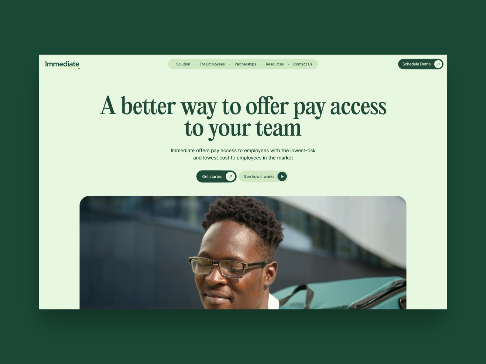 Example of Immediate Fintech Service Website Home Page