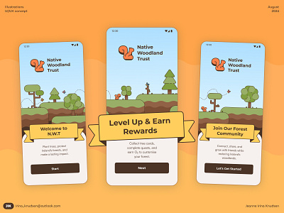 Native Woodland Trust app donation games4change gamification graphic design ui ux