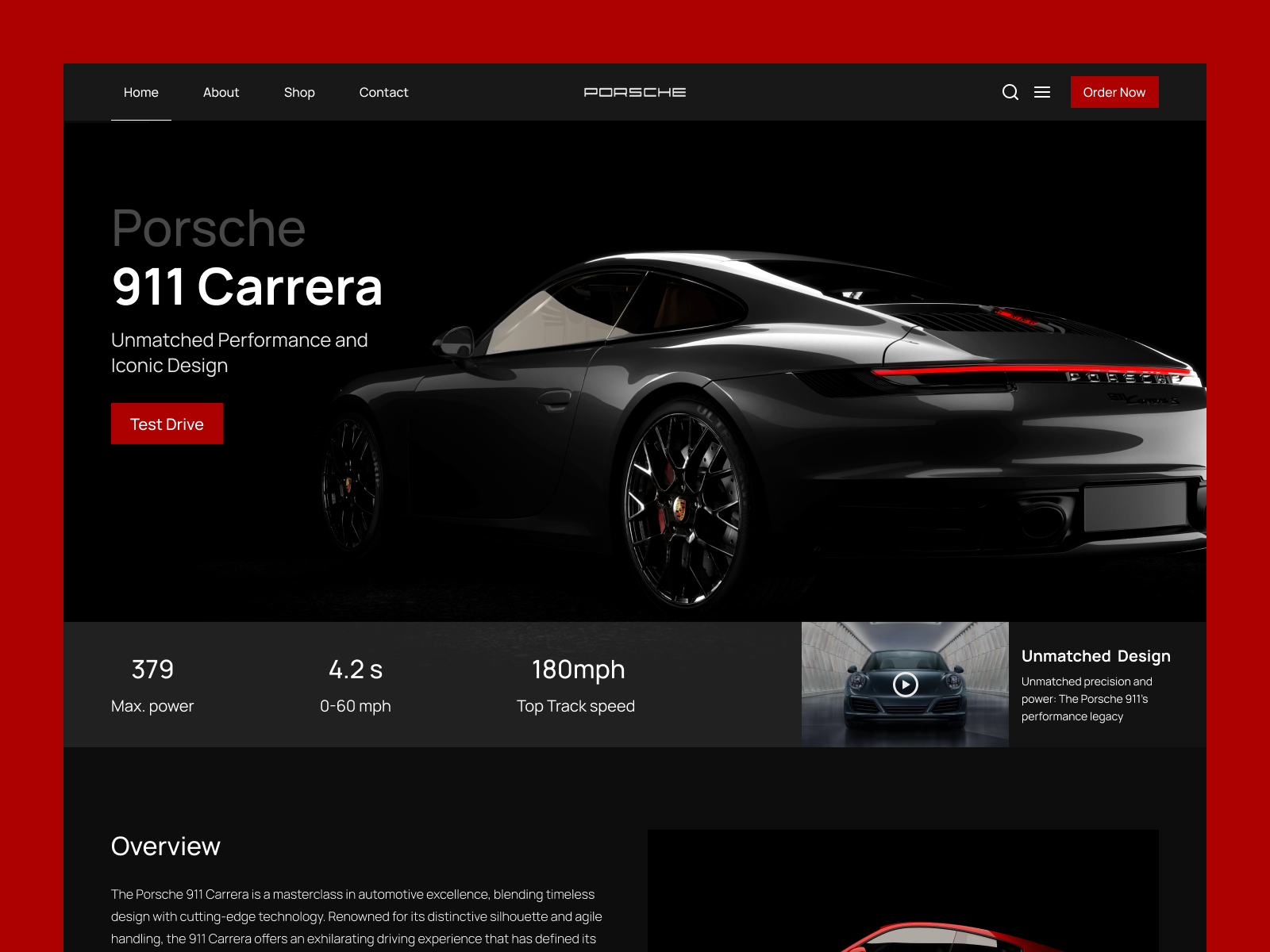 Porsche 911 Landing Page Design design landing page landing page design landing page ui design ui ui design user interface user interface design ux ui web design website