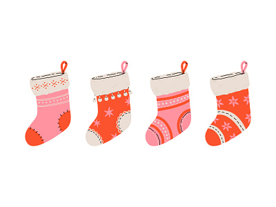 Christmas stockings cartoon christmas concept design flat illustration santa sock stocking vector winter xmas