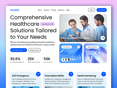 VivaMed Healthcare Landing Page Design healthcare design healthcare website landing page landing page design landing page ui ui design ui ux user interface web design website website design