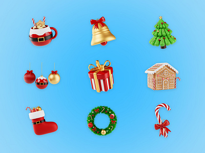 Christmas 3D Icons 3d animation art blender branding christmas christmas icons christmas illustration design graphic design icon icons pack icons set illustration motion graphics new year ui ux winter winter illustration