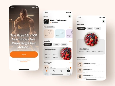 Diet & Fitness Tracking App UI calories diet diet app fitness fitness app fitness center fitness club fitness tracker fitness tracking app food app gym gym app health app ios mobile nutrition ui ux workout workout app