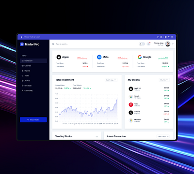 Trader Pro - Dashboard dashboard trading dashboard ui ui dashboard ui design ux web design