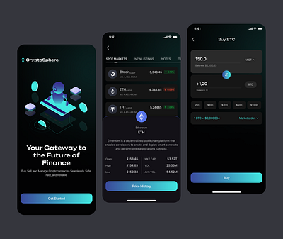 CrptoSphere - Crypto wallet app app design bitcoin blockchain crypto app crypto currency crypto currency exchange crypto wallet design mobile app mobile application mobile design stock stock market trading app ui uiux ux ux design wallet