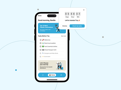 Travel Planner App - Ui Design app design app ui blue clean ui design light light mode minimal ui note planner planner app product product design to do list travel travel app travel planner ui ui design ux