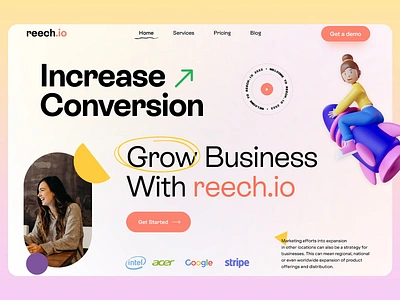 REECH.IO - Business Boost Website Design app brand brandidentity branding business business platform communication design fintech graphic design landing page logo menagement minimalist online platform poster posterdesign ui web website