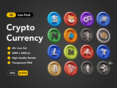 3D Cryptocurrency Icon 3d 3ddesign bitcoin bllender blockchain coin cryptocurrency design download etherium icon illustration litecoin logo trading ui uidesign web