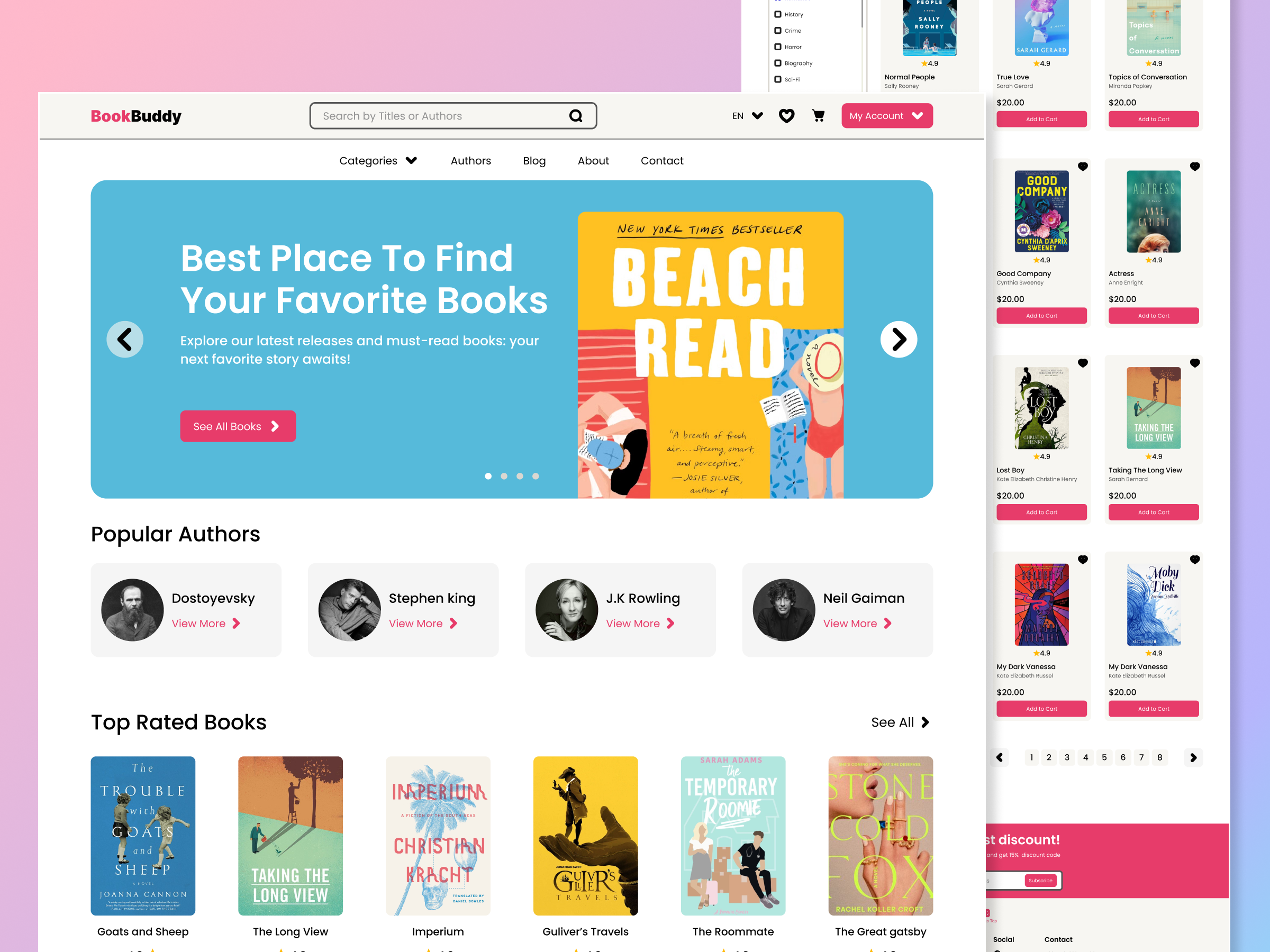 BookBuddy E-Commerce Website book ecommerce design ecommerce website ecommerce website design hero section landing page landing page design shopping website ui ui design user interface ux ui web design website website design