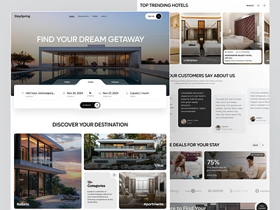 StaySpring - AI-Powered Travel Booking Platform ai airbnb apartment booking booking platform booking system hotel hotel app hotel booking modern online hotel booking ticket tourism agency travel trip ui vaction villa booking website